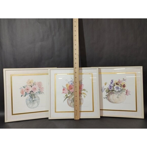 Vintage Rosalind Oesterle Watercolor Floral Framed Art 3pc Set Pre-Owned Decor - Picture 3 of 9